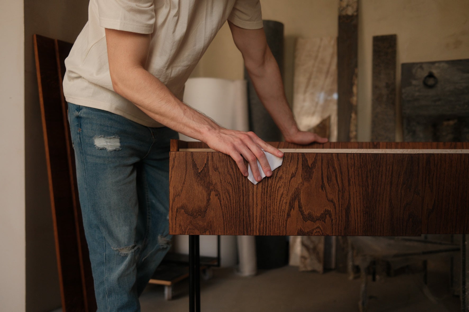 Console FORST avec plateau en marbre