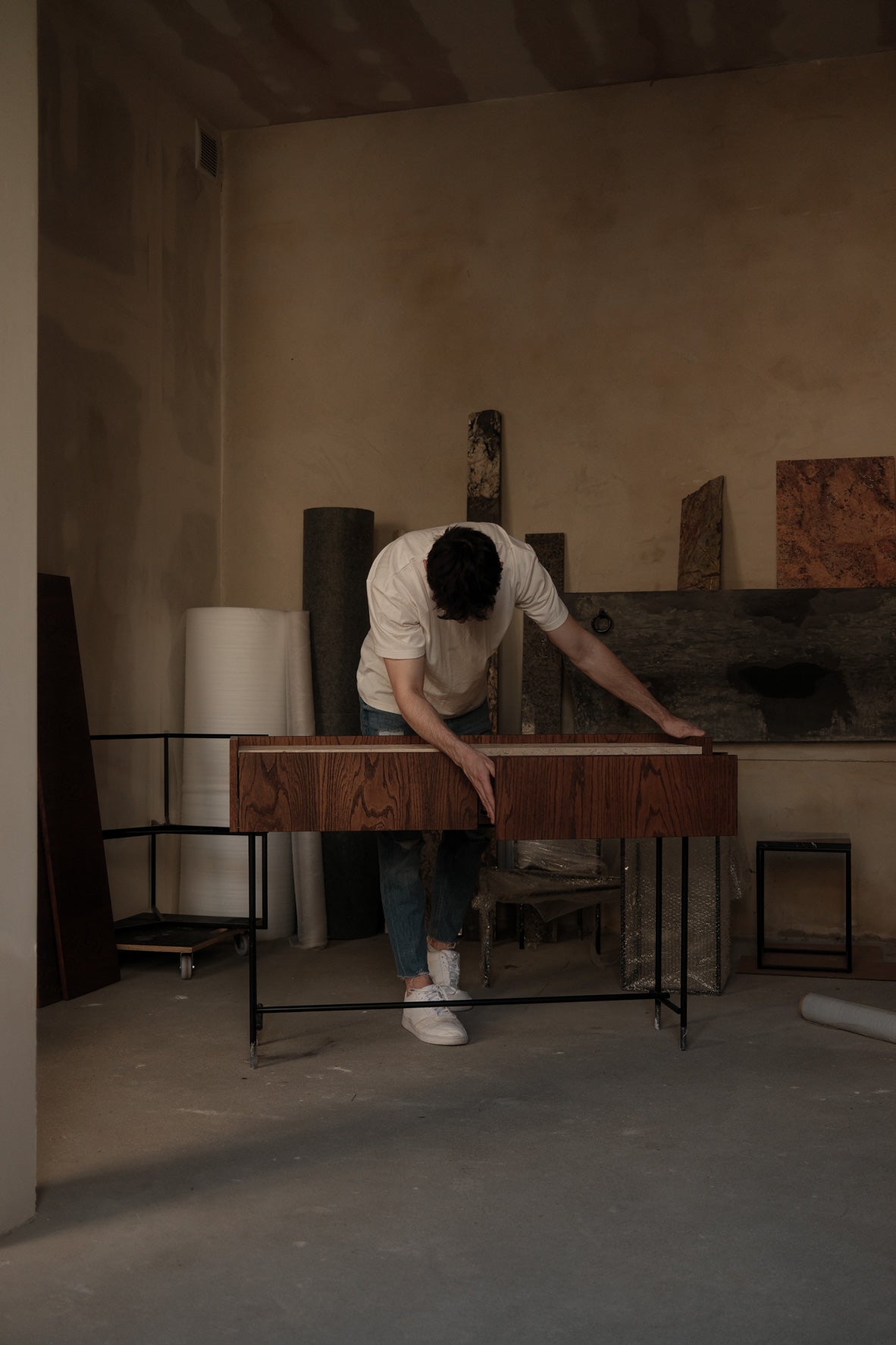 Console FORST avec plateau en marbre