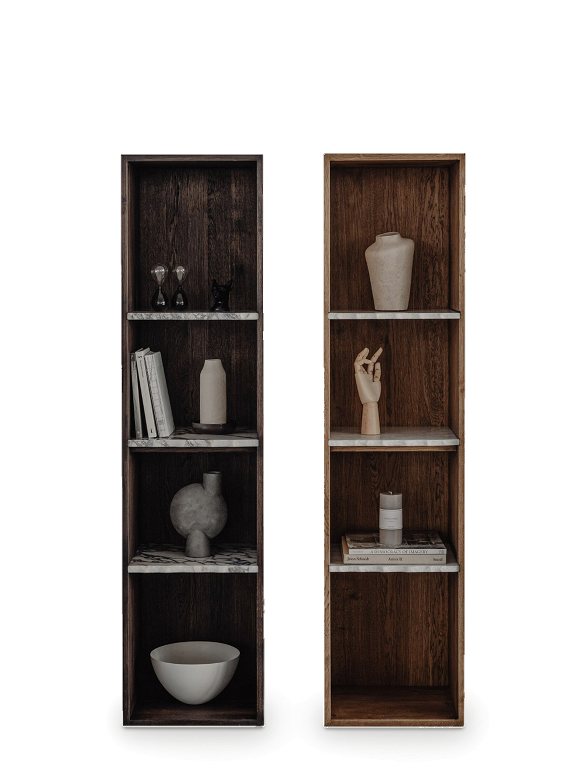 Bibliothèque en bois avec étagères en marbre Zuel 